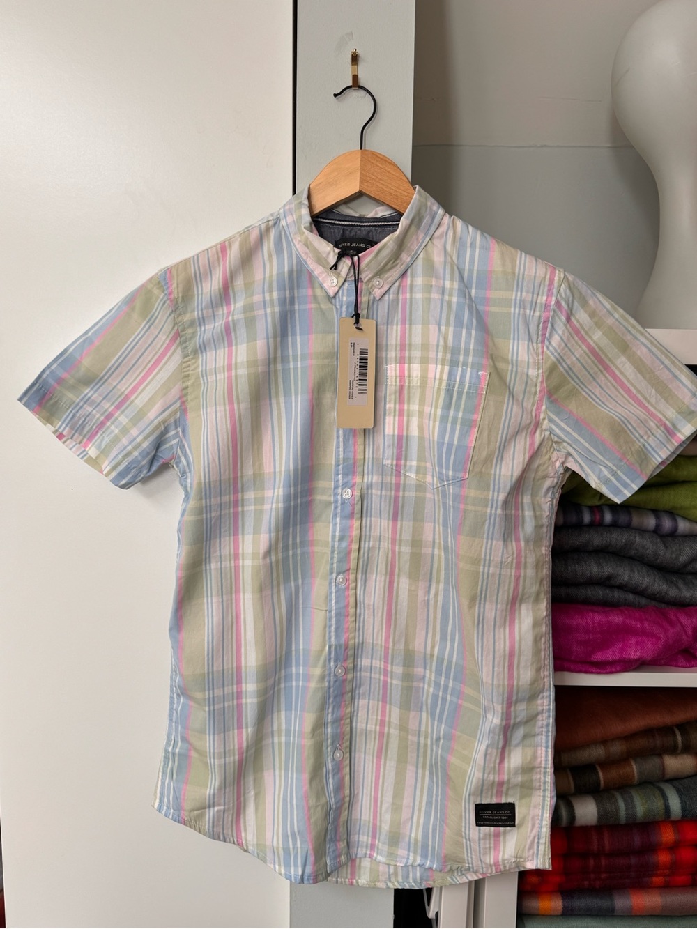 Silver Jeans Co. Men’s Plaid Short Sleeve Shirt – NWT, Size S